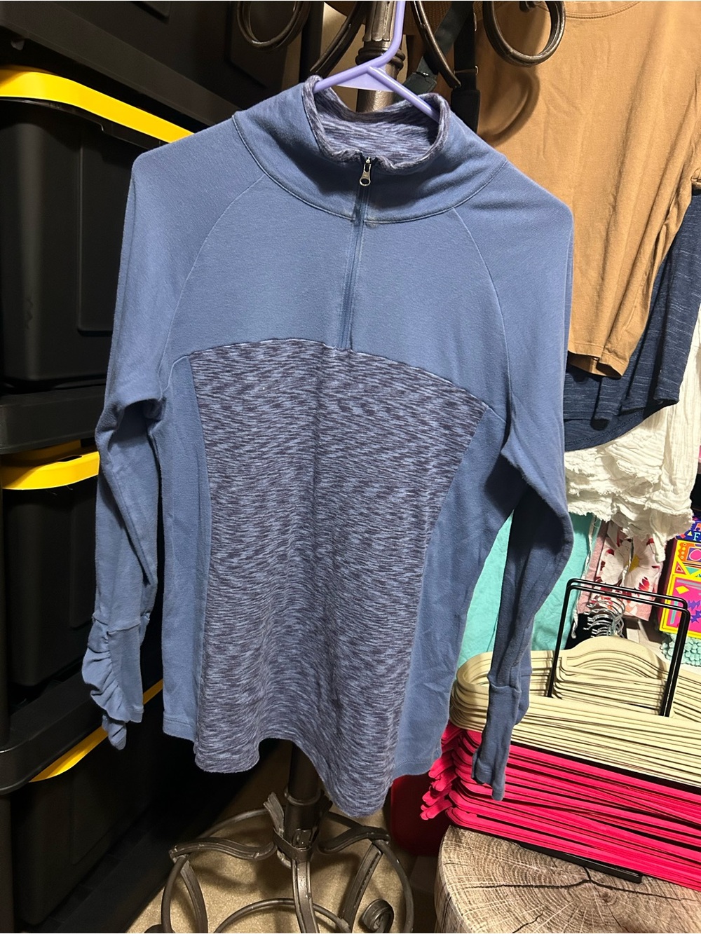 Columbia Men's Light Blue Heathered Quarter-Zip Pullover - L
